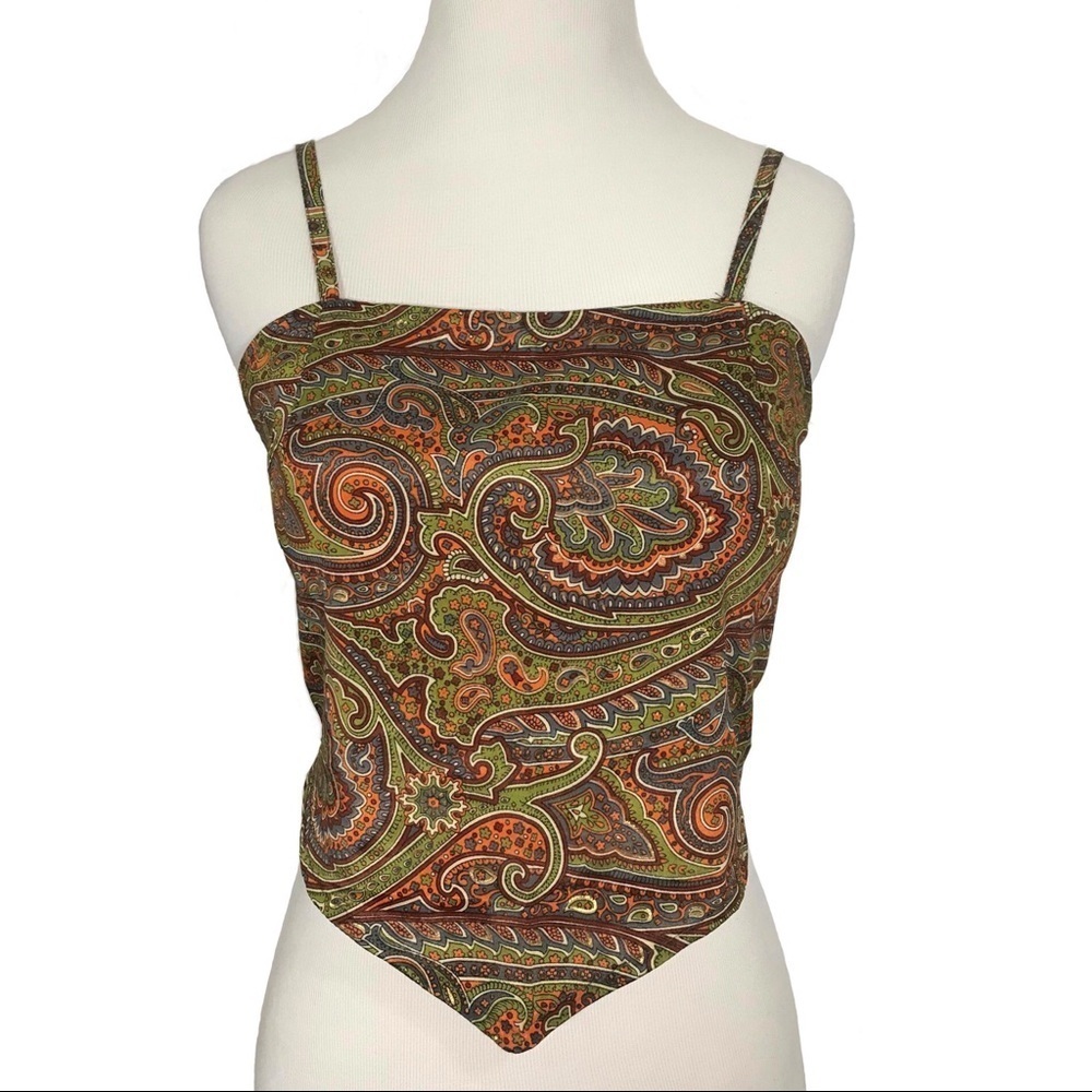 EarthBound Paisley Tie Back Cami Bandana Triangle Top Size Small Y2K